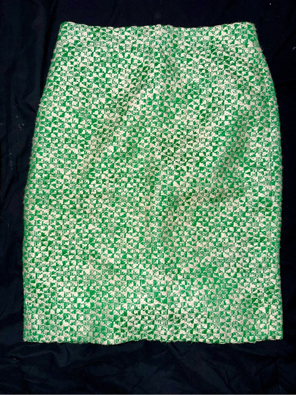 J. Crew Green and White Tweed Pencil Skirt